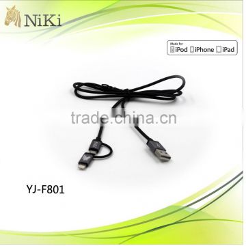 Nice Design 2 in1 Fabric Braided USB Cable for iPhone and Android