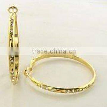 Wholesale MOQ 200pairs Brass Crystal Hoop Earring