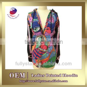 woman all over printed cotton casual fashion hoody