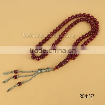 Greek Komboloi, Worry Beads, Red Jasper Round Beads 8mm & Metal Master Beads