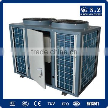 Thermostat 24~239 cube meter water keep 45deg.C titanuim 19kw/35kw/70kw105kw R410a air source heat pump water heater spa pool