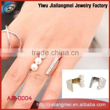 Latest Three Pearl Gold & Silver Finger Ring Designs For Women