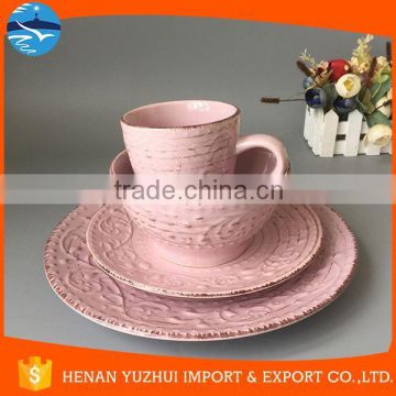 Striped design hot sale emboss easter dinnerware for 6 persons