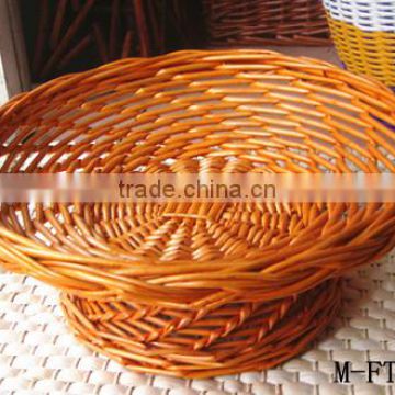 Willow Wicker Shallow Tray Basket with holder