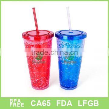 plastic 16oz straw frosty freezer mug