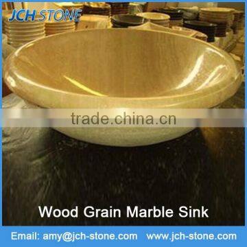 Yellow wood grain marble wash basin sink price