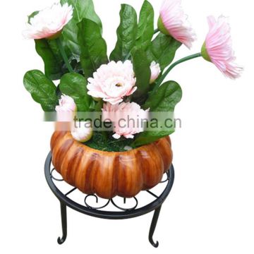 2016 Factory Custom OEM Logo Self-contained black Metal Material Metal wire flower pots holder