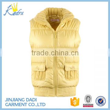 Good Quality Fitted Coats Vest For Young Ladies&khaki Yellow Vest Winter 2016