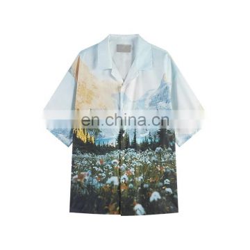Diznew Mens Sublimation Full Allover Print Beach Shirt Set Custom Print 2XL Loose Button Up Shirt