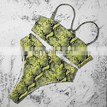 Hot Badpak Bikini Mujer 2019 Leopard Bandeau Bikini High Waist Swimsuit Separate May Neon Swimwear Female Women's Swimming Suit