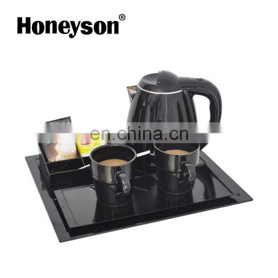Hotel supplies 1.2L double wall traditional electric kettle welcome tray set