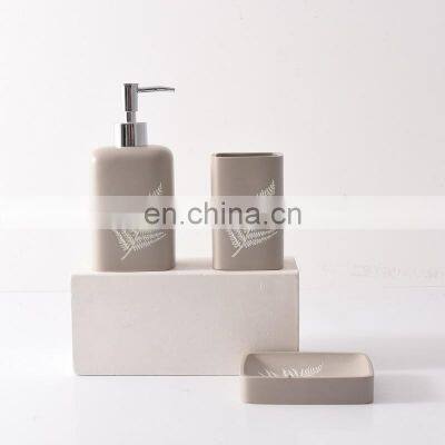 High quality leave printed polyresin european  resin bathroom accessories vanity set