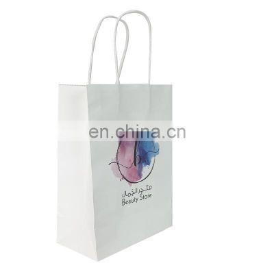 Custom hand-held rope bag environment-friendly convenient food coffee drink juice gift takeaway kraft paper bag
