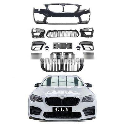 Luxury Car Parts Front Bumper For BMW 2010-2017 F10/F18 Upgrade 2021 M5 Body Kits With Conjoined Large Grille Flog Lamp Frame