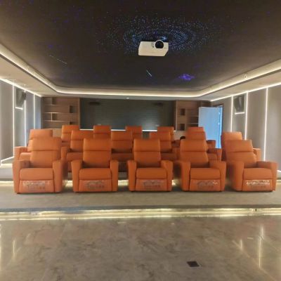 High-end private villa audio-visual room leather electric sofa home theater electric multi-functional sofa combination