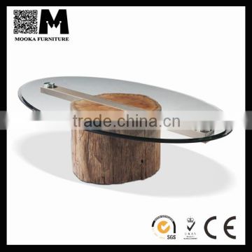 popular factory price durable natrual wood oval coffee table