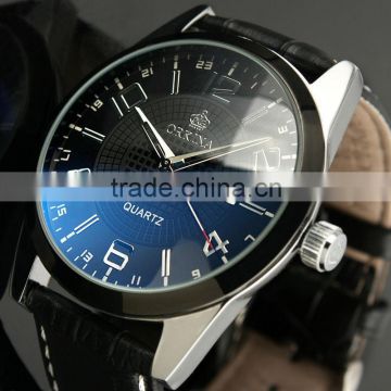 New Men Casual Black Dial Leather Strap Quartz Wrist Watch WM311