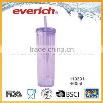 Customized Double Layer Clear Drinking Plastic Cup With Lid