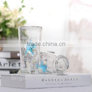 Clear Bubble Drinkware Glass Cups with sea star