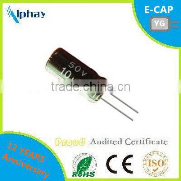 electrolytic capacitors for clock 10mfd 50V 5*11 P=2 RoHs