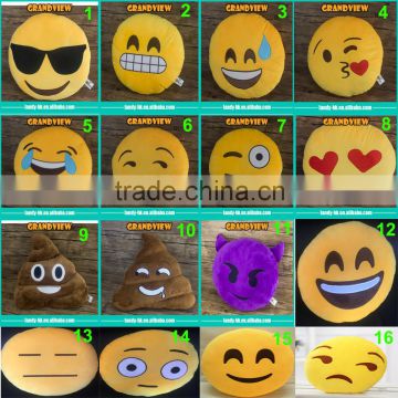 shenzhen factory cheap custom plush emoji pillow in 35*35VM