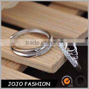 Fashion stainless steel rhinestone rings tiara crown couple ring for wedding