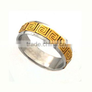 Classcial design engraved stainless steel turkish gold rings turkish rings for men turkish jewellery rings designs (LR7216)