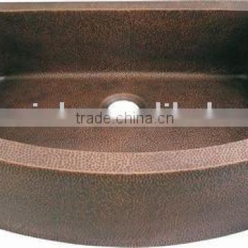 copper sinks with rounded front apron
