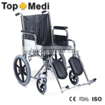 Rehabilitation Therapy Supplies Topmedi TRP castor chromed steel frame wheelchair for handicapped