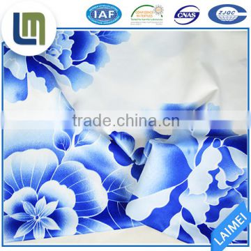Wholesale 100% polyester fabric satin with design of blue and white