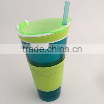 Colourful 2 in1 snack and drink cup with straw 2017 as seen on TV