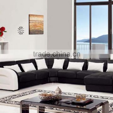 Bisini Genuine Leather White and Black Living Room Sofa Furniture