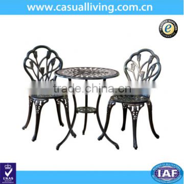 Outdoor Garden Cast Aluminum Powder coated 3 Pieces Table and Chairs Set