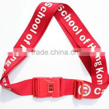 Red Color Flat Polyester Luggage Belt With Custom Logo