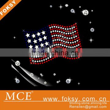 wholesale USA flag rhinestone heat transfers motif for clothing-FOKSY