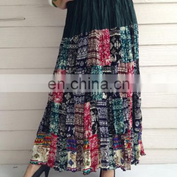 Wholesales patchywork hippie clothing Maxi Summer Womens Skirts
