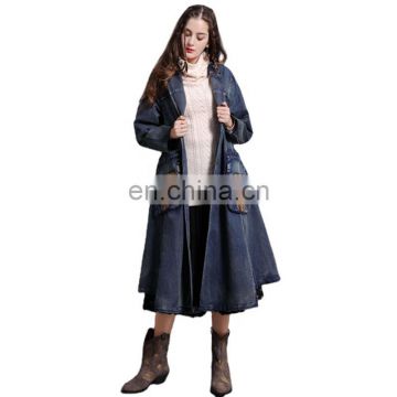 TWOTWINSTYLE Vintage Patchwork Pocket Women's Trench Lapel Collar Long Sleeve Oversize Loose Asymmetric Coat