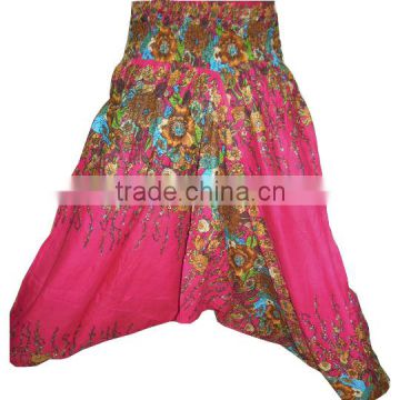 Pink Harem Pants- Baggy Loose Genie Harem Pants Trouser jumpsuit Yoga Boho Gypsy Indian women Ladies Alibaba Flower Printed Pant