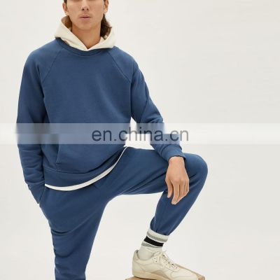high quality custom 100% cotton spandex hoodies and sweatpants 2 pieces set for men