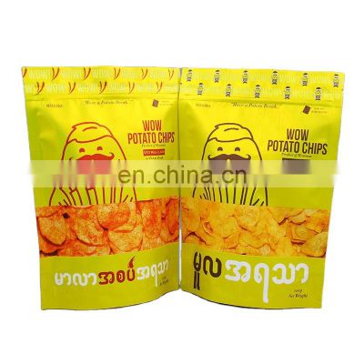 Zip lock snack food potato chips plastic packaging bag stand up plantain chips plastic bags