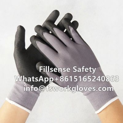 Best 15G nylon spandex liner micro foam coated firm grip nitrile dipped work gloves