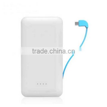 8000mah power bank with built-in cable