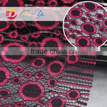 In stock cheap african red 3d flower lace embroidered fabric for sale