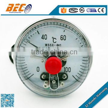 (WSSX-401) 100mm standard thread back connection oil filling type electric contact temperature gauge prices