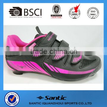 2016 OEM road cycling shoes route with 3 straps compatiable with look SPD pedal black fuxia