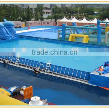 commercial grade rectangular metal frame swimming pool with inflatable water slides, inflatable deep swimming pool