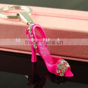 Fashion key chain with rose high-heel shoe