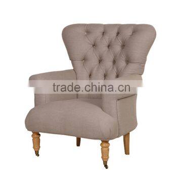 Hotel room used fabric with button armchair with wheels YB70136