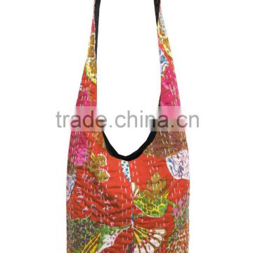 Latest Fashion !!! Traditional Ethnic Kantha embroidery shoulder bag cotton quited bag