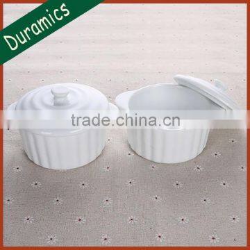 Ceramic white color round ramekin for sale